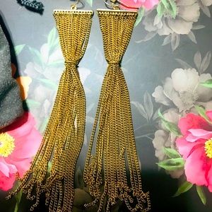 Gold long earrings